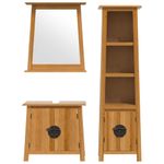 Casa si Gradina - Mobilier - Seturi de mobilier - Seturi baie - Set mobilier de baie, 3 piese, lemn masiv de pin, model dulap chiuvetă + dulap înalt + oglindă - Infinity.ro