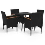 Casa si Gradina - Gradina si terasa - Mobilier exterior - Seturi mobila gradina - Set mobilier gradina, 5 piese, negru, poliratan/sticla tratata - Infinity.ro