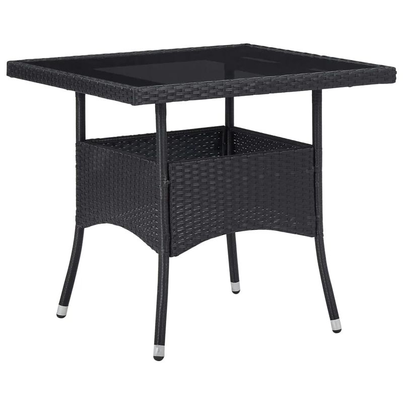 Casa si Gradina - Gradina si terasa - Mobilier exterior - Seturi mobila gradina - Set mobilier gradina, 5 piese, negru, poliratan/sticla tratata - Infinity.ro