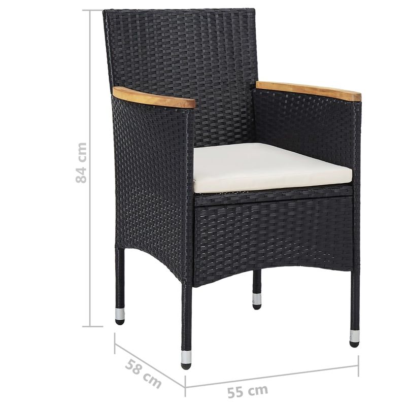 Casa si Gradina - Gradina si terasa - Mobilier exterior - Seturi mobila gradina - Set mobilier gradina, 5 piese, negru, poliratan/sticla tratata - Infinity.ro