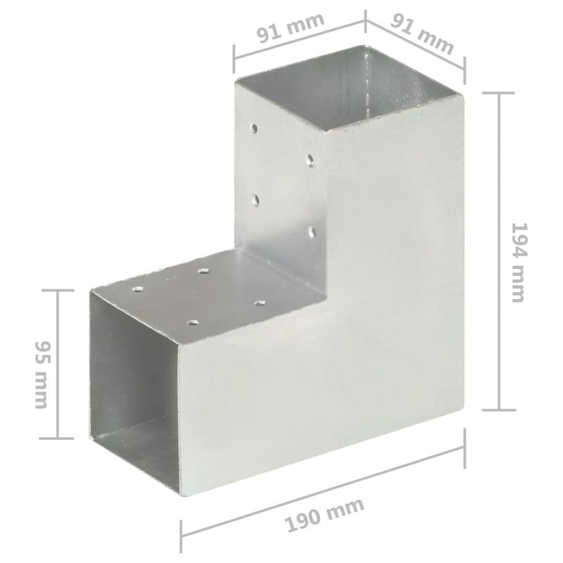 Casa si Gradina - Gradina si terasa - Garduri, panouri si accesorii - Conector de grinda, forma L, 91 x 91 mm, metal galvanizat - Infinity.ro