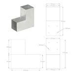 Casa si Gradina - Gradina si terasa - Garduri, panouri si accesorii - Conector de grinda, forma L, 91 x 91 mm, metal galvanizat - Infinity.ro