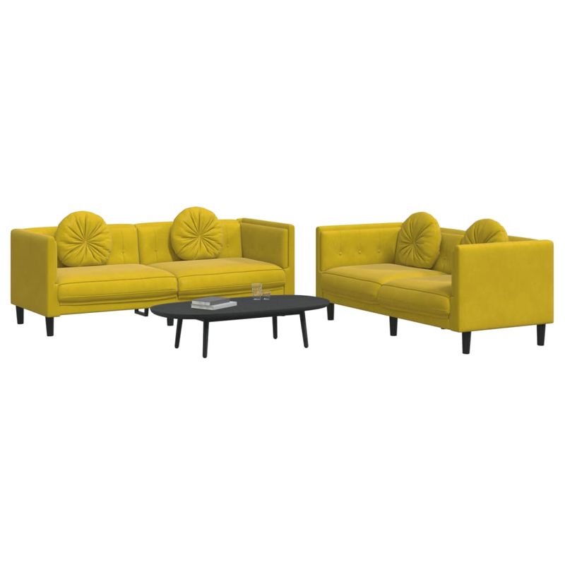 Casa si Gradina - Mobilier - Seturi de mobilier - Seturi living - Set de canapele cu perne, 2 piese, galben, catifea - Infinity.ro