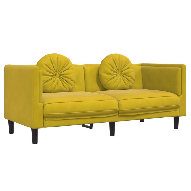 Casa si Gradina - Mobilier - Seturi de mobilier - Seturi living - Set de canapele cu perne, 2 piese, galben, catifea - Infinity.ro