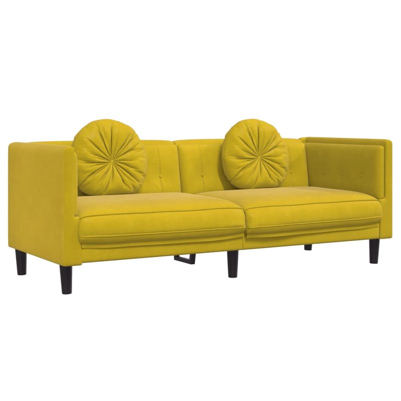 Casa si Gradina - Mobilier - Seturi de mobilier - Seturi living - Set de canapele cu perne, 2 piese, galben, catifea - Infinity.ro