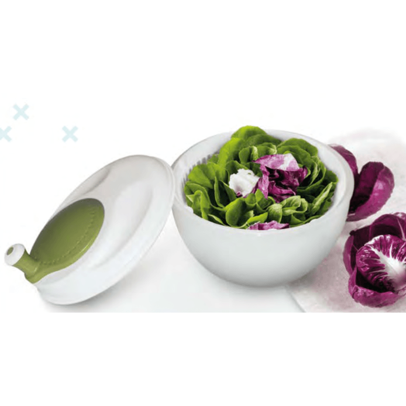 Casa si Gradina - Bucatarie si vesela - Vesela si tacamuri - Farfurii si boluri - Bol tip centrifuga manuala pentru uscare salata Sanaliving d24 cm*H20,5 cm - Verde Mar - Infinity.ro