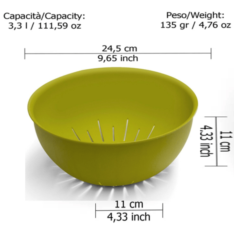 Casa si Gradina - Bucatarie si vesela - Vesela si tacamuri - Farfurii si boluri - Bol Salatiera de tip Strecuratoare d24,5 cm*H11 cm SanaLiving - Verde Mar - Infinity.ro