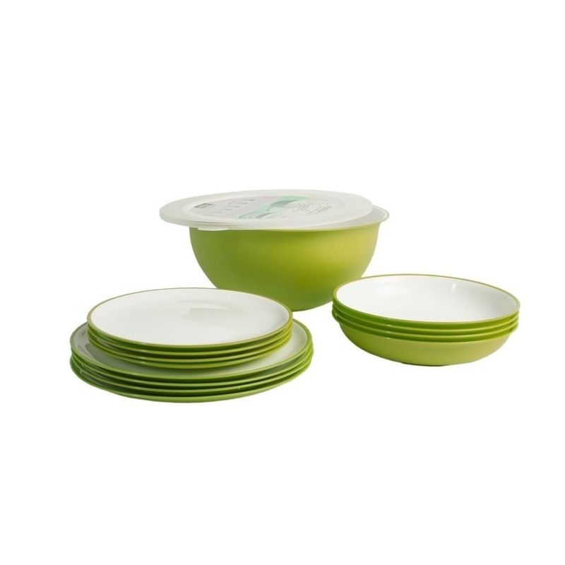 Casa si Gradina - Bucatarie si vesela - Vesela si tacamuri - Servicii de masa - Set vesela din plastic rezistent Sanaliving Pic-Nic Pack 14 buc Verde - Infinity.ro