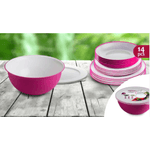 Casa si Gradina - Bucatarie si vesela - Vesela si tacamuri - Vesela pentru servire - Set vesela din plastic rezistent Sanaliving Pic-Nic Pack 14 buc Fucsia - Infinity.ro