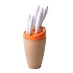Casa si Gradina - Bucatarie si vesela - Organizare si depozitare bucatarie - Suporturi tacamuri si vase - Set suport cu 5 cutite Ecoliving ø 12,5 X h 34,5 cm - portocaliu - Infinity.ro