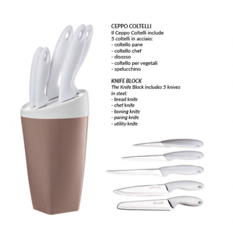 Casa si Gradina - Bucatarie si vesela - Organizare si depozitare bucatarie - Suporturi tacamuri si vase - Suport cu 5 cutite Eat Pop - galben - Infinity.ro