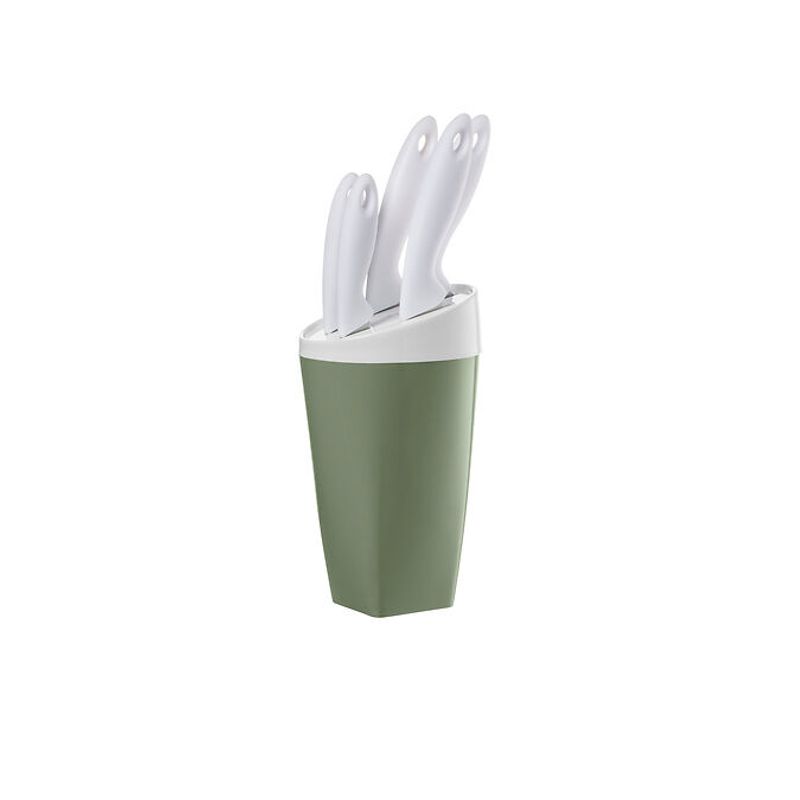 Casa si Gradina - Bucatarie si vesela - Organizare si depozitare bucatarie - Suporturi tacamuri si vase - Suport cu 5 cutite Eat Pop - verde salvie - Infinity.ro