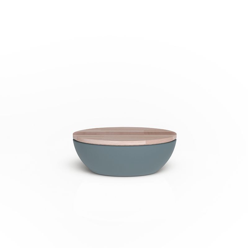 Casa si Gradina - Bucatarie si vesela - Organizare si depozitare bucatarie - Cutii alimentare - Cutie de paine cu capac de tip tocator din lemn 25x29x10,5 cm PANGEA vintage blue - Infinity.ro