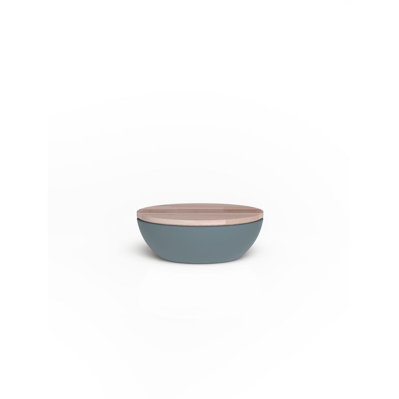 Casa si Gradina - Bucatarie si vesela - Organizare si depozitare bucatarie - Cutii alimentare - Cutie de paine cu capac de tip tocator din lemn 25x29x10,5 cm PANGEA vintage blue - Infinity.ro