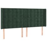 Casa si Gradina - Mobilier - Paturi si accesorii - Accesorii paturi - Tablie pat cu aripioare verde inchis 183x16x118/128 cm catifea - Infinity.ro