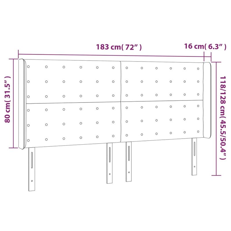 Casa si Gradina - Mobilier - Paturi si accesorii - Accesorii paturi - Tablie pat cu aripioare verde inchis 183x16x118/128 cm catifea - Infinity.ro