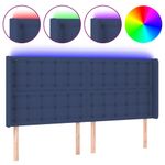 Casa si Gradina - Mobilier - Paturi si accesorii - Accesorii paturi - Tablie de pat cu LED, albastru, 183x16x118/128 cm, textil - Infinity.ro