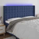 Casa si Gradina - Mobilier - Paturi si accesorii - Accesorii paturi - Tablie de pat cu LED, albastru, 183x16x118/128 cm, textil - Infinity.ro