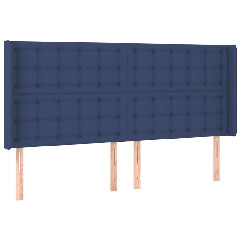 Casa si Gradina - Mobilier - Paturi si accesorii - Accesorii paturi - Tablie de pat cu LED, albastru, 183x16x118/128 cm, textil - Infinity.ro