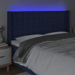 Casa si Gradina - Mobilier - Paturi si accesorii - Accesorii paturi - Tablie de pat cu LED, albastru, 183x16x118/128 cm, textil - Infinity.ro