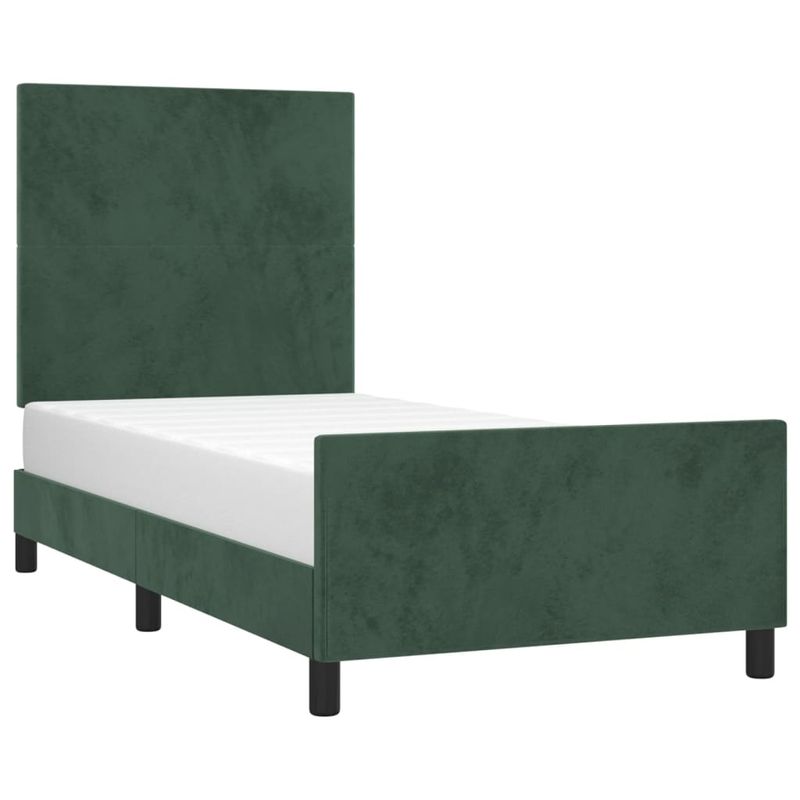 Casa si Gradina - Mobilier - Paturi si accesorii - Paturi - Cadru de pat cu tablie, verde inchis, 90x200 cm, catifea - Infinity.ro