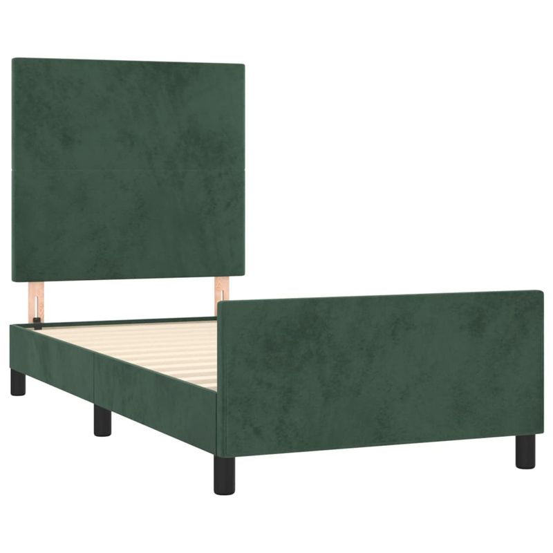 Casa si Gradina - Mobilier - Paturi si accesorii - Paturi - Cadru de pat cu tablie, verde inchis, 90x200 cm, catifea - Infinity.ro