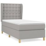 Casa si Gradina - Mobilier - Paturi si accesorii - Paturi - Pat box spring cu saltea, gri deschis, 90x200 cm, textil - Infinity.ro