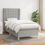 Casa si Gradina - Mobilier - Paturi si accesorii - Paturi - Pat box spring cu saltea, gri deschis, 90x200 cm, textil - Infinity.ro
