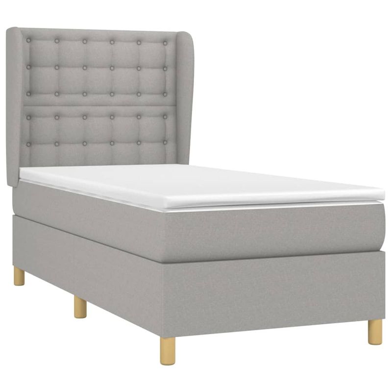 Casa si Gradina - Mobilier - Paturi si accesorii - Paturi - Pat box spring cu saltea, gri deschis, 90x200 cm, textil - Infinity.ro