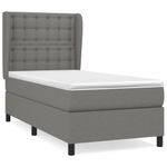 Casa si Gradina - Mobilier - Paturi si accesorii - Paturi - Pat box spring cu saltea, gri inchis, 90x190 cm, textil - Infinity.ro