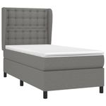 Casa si Gradina - Mobilier - Paturi si accesorii - Paturi - Pat box spring cu saltea, gri inchis, 90x190 cm, textil - Infinity.ro