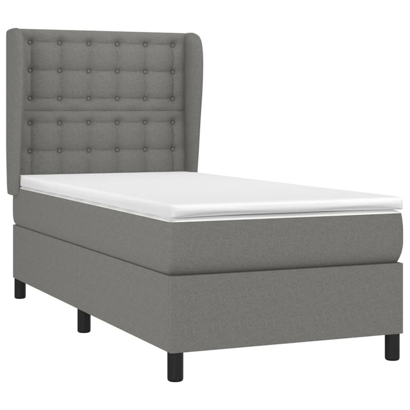 Casa si Gradina - Mobilier - Paturi si accesorii - Paturi - Pat box spring cu saltea, gri inchis, 90x190 cm, textil - Infinity.ro