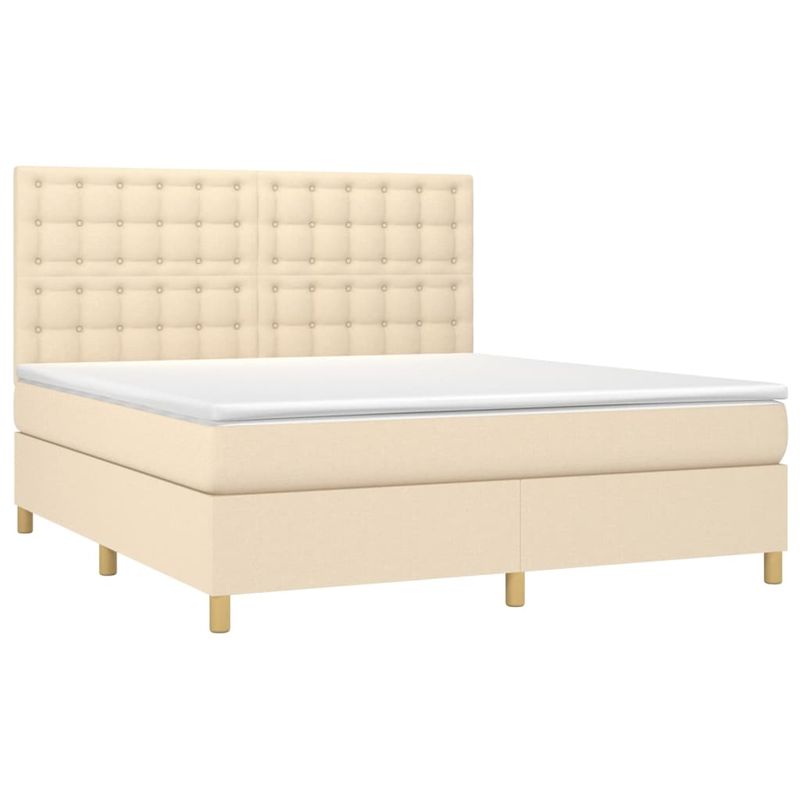 Casa si Gradina - Mobilier - Paturi si accesorii - Paturi - Pat continental cu saltea, crem, 180x200 cm, textil - Infinity.ro