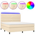 Casa si Gradina - Mobilier - Paturi si accesorii - Paturi - Pat cu arcuri, saltea si LED, crem, 180x200 cm, textil - Infinity.ro