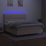 Casa si Gradina - Mobilier - Paturi si accesorii - Paturi - Pat cu arcuri, saltea si LED, crem, 180x200 cm, textil - Infinity.ro