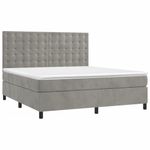 Casa si Gradina - Mobilier - Paturi si accesorii - Paturi - Pat box spring cu saltea, gri deschis, 180x200 cm, catifea - Infinity.ro