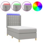 Casa si Gradina - Mobilier - Paturi si accesorii - Paturi - Pat cu arcuri, saltea si LED, gri deschis, 90x200 cm, textil - Infinity.ro