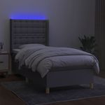 Casa si Gradina - Mobilier - Paturi si accesorii - Paturi - Pat cu arcuri, saltea si LED, gri deschis, 90x200 cm, textil - Infinity.ro