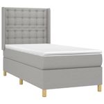 Casa si Gradina - Mobilier - Paturi si accesorii - Paturi - Pat cu arcuri, saltea si LED, gri deschis, 90x200 cm, textil - Infinity.ro