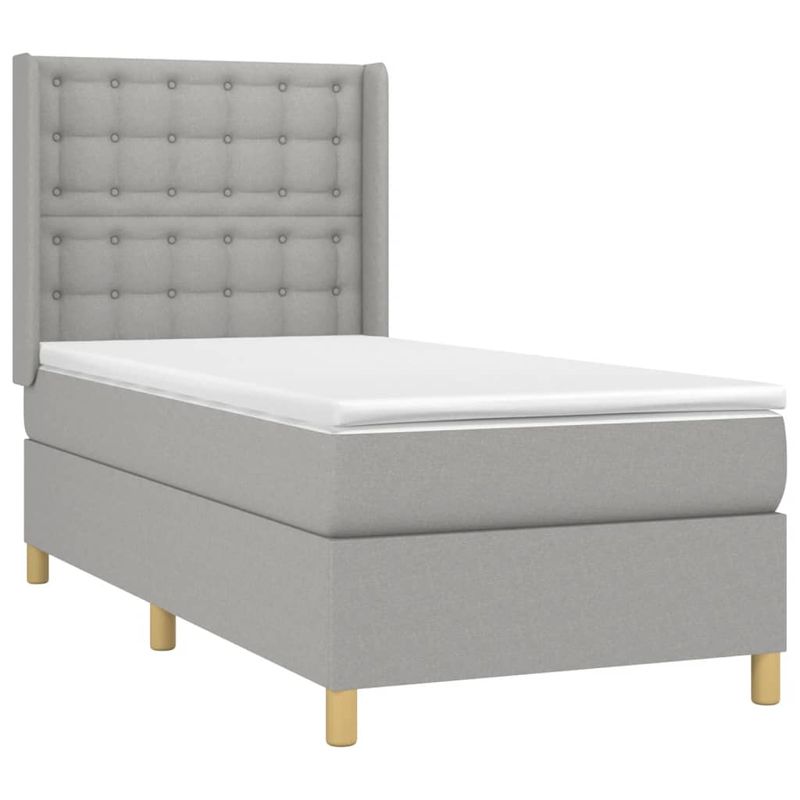 Casa si Gradina - Mobilier - Paturi si accesorii - Paturi - Pat cu arcuri, saltea si LED, gri deschis, 90x200 cm, textil - Infinity.ro