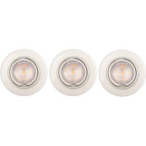 PERFECTLINE -Kit de 3 spoturi incastrate - Rotunde Ajustabile - Metal Alb - Include Bec Led GU10 4,6W 345Lm 2700K