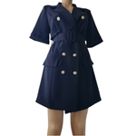 Fashion, accesorii si bijuterii - Femei - Imbracaminte femei - Rochii femei - Rochie neagra tip sacou cu detalii nasturi aurii, marime M/L tall, curea inclusa - Infinity.ro