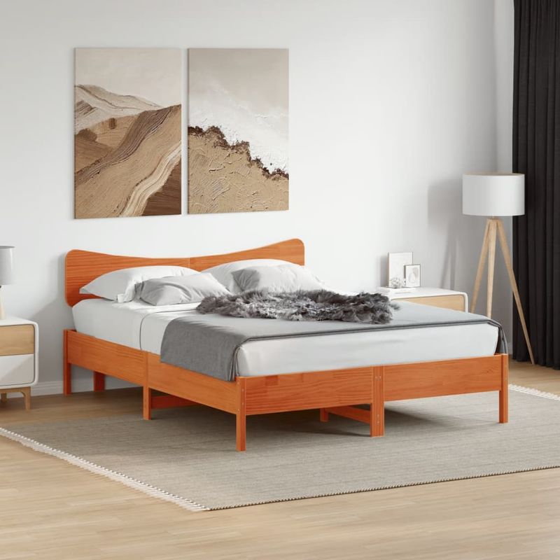Casa si Gradina - Mobilier - Paturi si accesorii - Accesorii paturi - Tablie de pat, maro ceruit, 140 cm, lemn masiv de pin - Infinity.ro