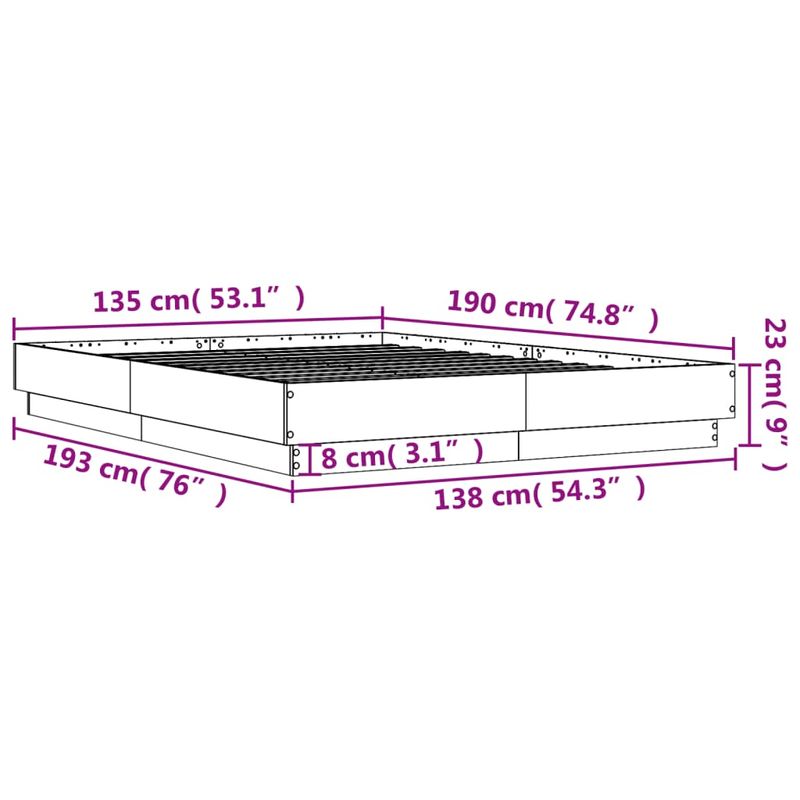 Casa si Gradina - Mobilier - Paturi si accesorii - Paturi - Cadru de pat, gri beton, 135x190 cm, lemn prelucrat - Infinity.ro