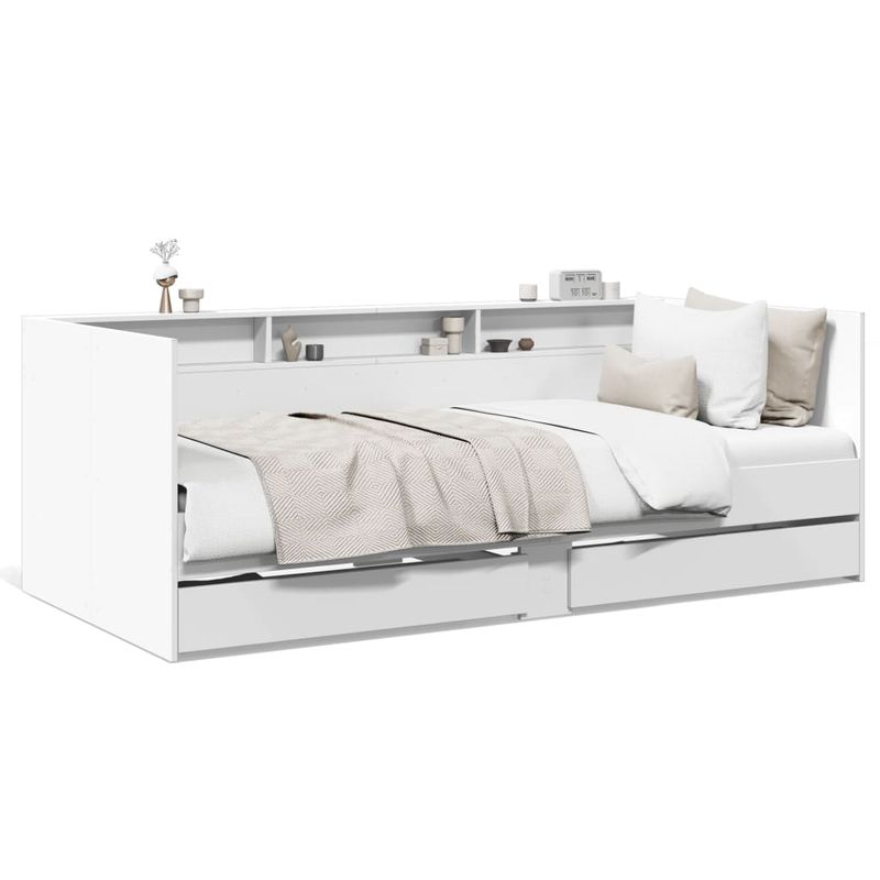 Casa si Gradina - Mobilier - Paturi si accesorii - Paturi - Cadru pat de zi cu sertare, alb, 100x200 cm, lemn prelucrat - Infinity.ro