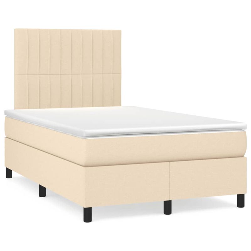 Casa si Gradina - Mobilier - Paturi si accesorii - Paturi - Pat cu arcuri, saltea si LED, crem, 120x190 cm, textil - Infinity.ro