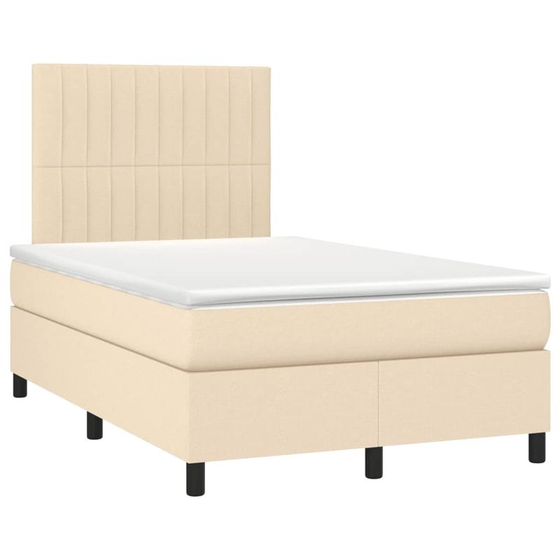 Casa si Gradina - Mobilier - Paturi si accesorii - Paturi - Pat cu arcuri, saltea si LED, crem, 120x190 cm, textil - Infinity.ro