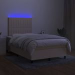 Casa si Gradina - Mobilier - Paturi si accesorii - Paturi - Pat cu arcuri, saltea si LED, crem, 120x190 cm, textil - Infinity.ro