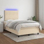 Casa si Gradina - Mobilier - Paturi si accesorii - Paturi - Pat cu arcuri, saltea si LED, crem, 120x190 cm, textil - Infinity.ro