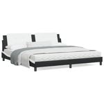Casa si Gradina - Mobilier - Paturi si accesorii - Paturi - Pat cu saltea, negru si alb, 200x200 cm, piele ecologica - Infinity.ro